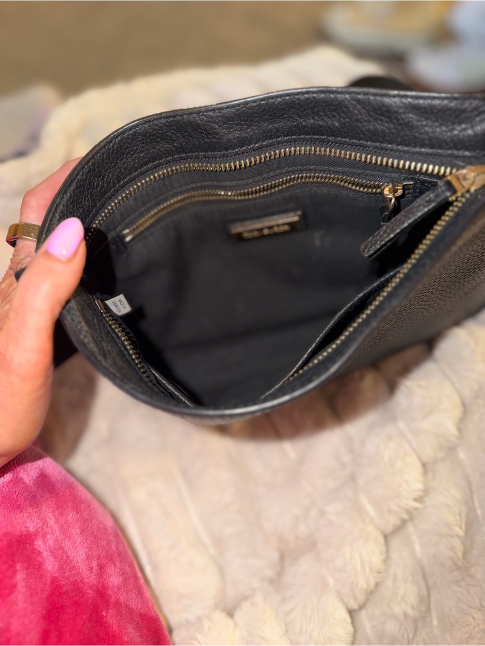 Tory Burch Black Pebbled Leather Crossbody with Gold Hardware